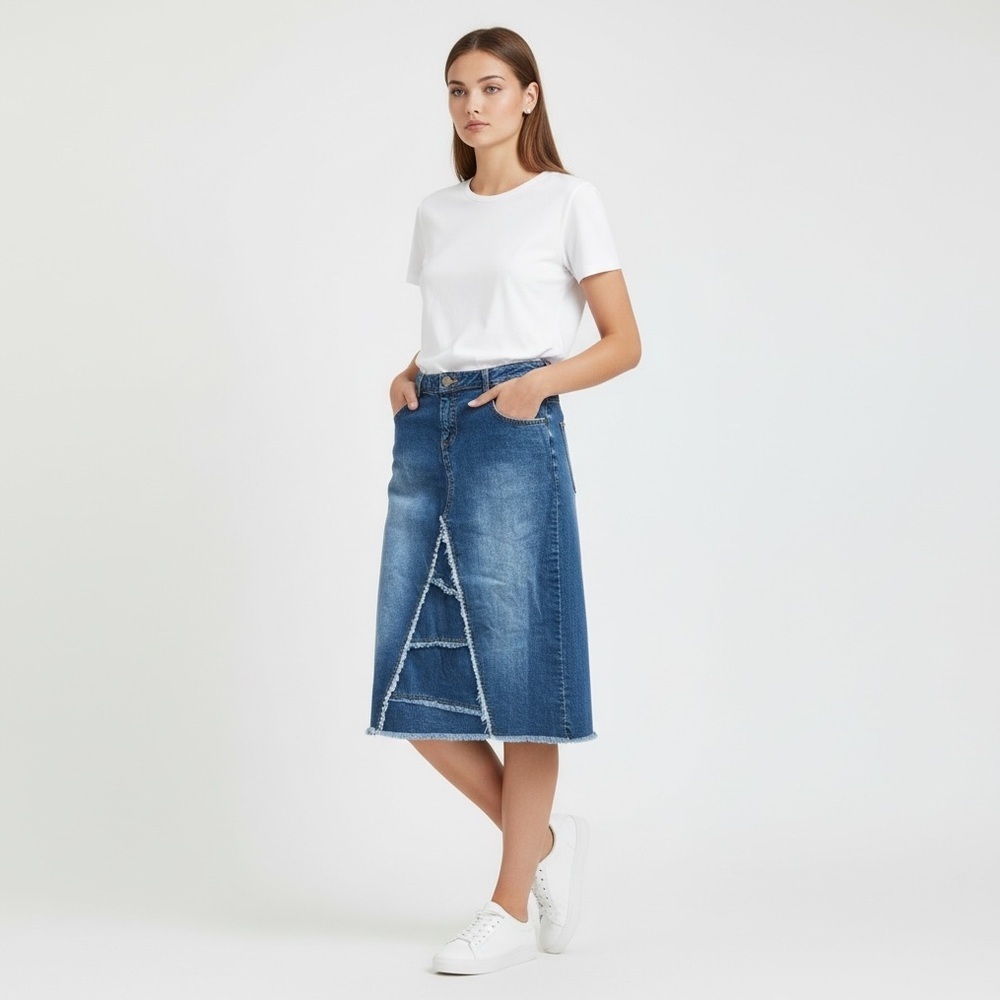 🌻Willi Smith Y2K Vintage Denim Bohemian Midi Skirt Size 8.